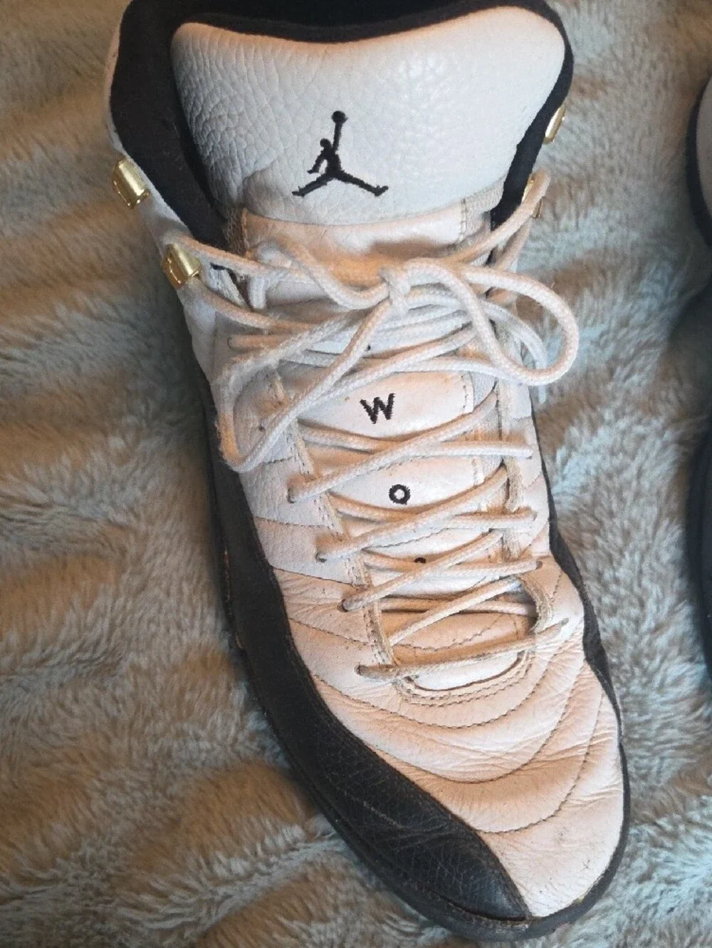 Jordan White and Black High-Top Basketball Sneakers - Picture 2 of 7